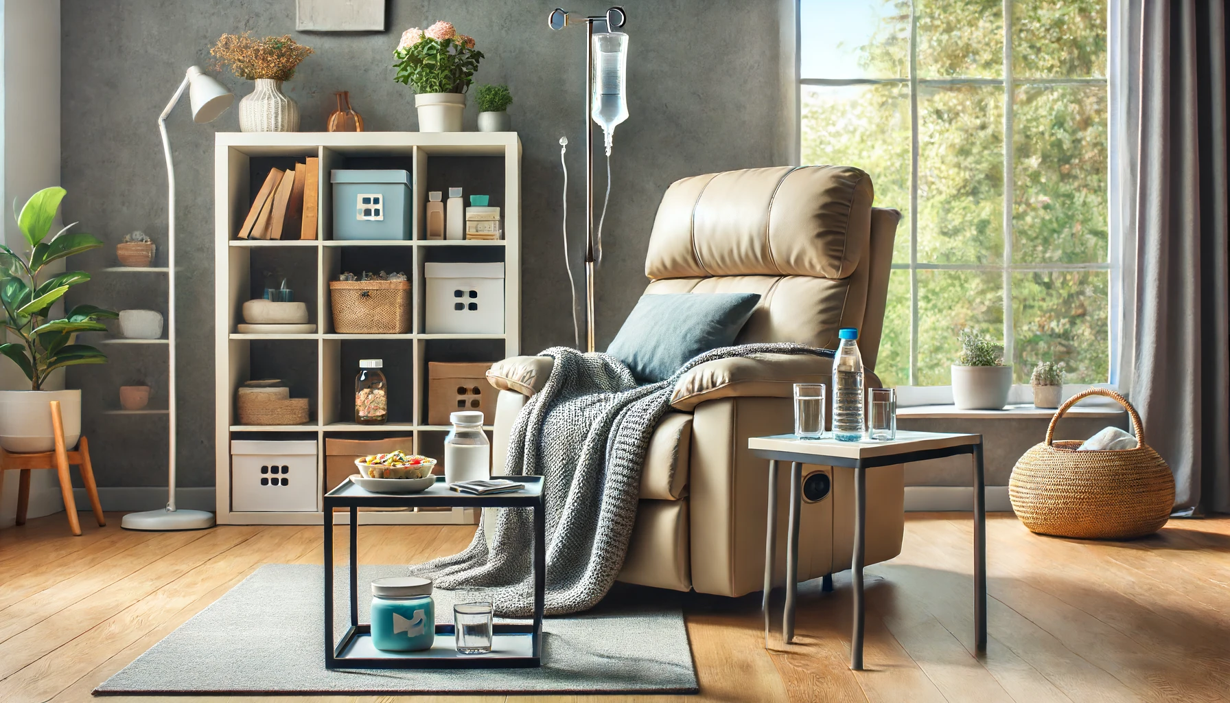 A modern, well-organized home recovery setup.